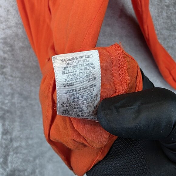 Splendid Shirt Womens XS Orange Double Pocket Button Up Sheer Rayon Blouse Top - Picture 12 of 13